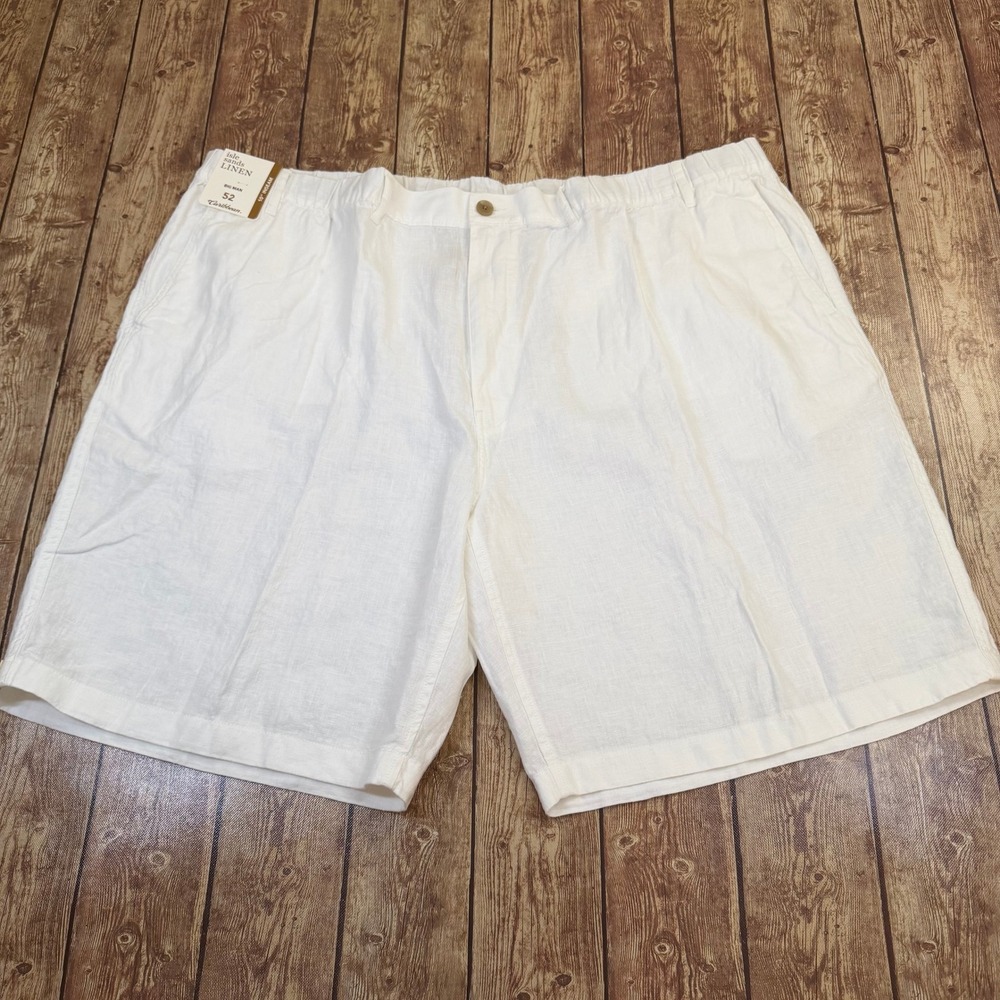 Caribbean Isle Sands Linen Shorts Mens 52 White Elastic Waist Casual NWT